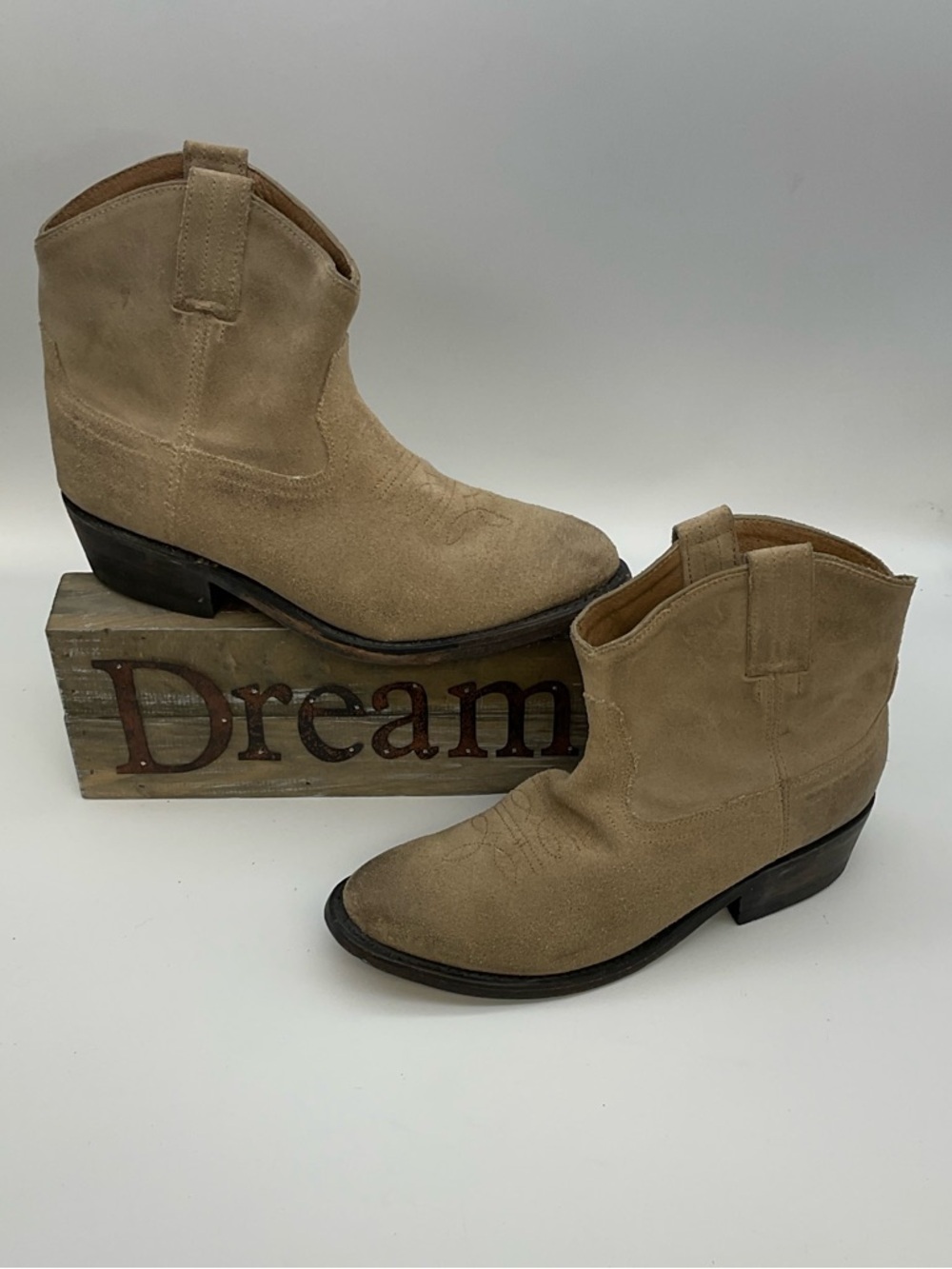 Steve Madden Autry Suede Ankle Cowboy Boots Size 6 Western Rodeo Festival - Picture 2 of 8